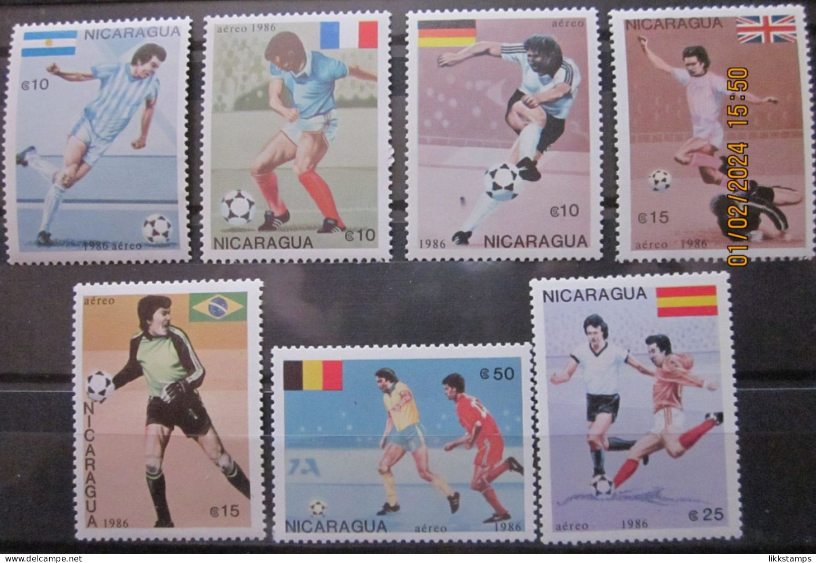 NICARAGUA ~ 1986 ~ S.G. NUMBERS 2812 - 2818. ~ FOOTBALL. ~ MNH #03506 - Nicaragua