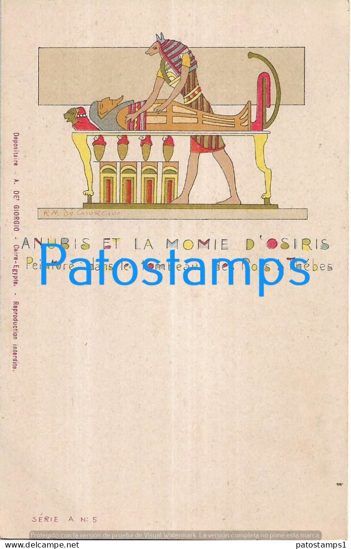 227420 AFRICA EGYPT ART ARTE SIGNED R. M. DE GIORGIO ANUBIS AND THE MUMMY OF OSIRIS POSTAL POSTCARD - Other & Unclassified