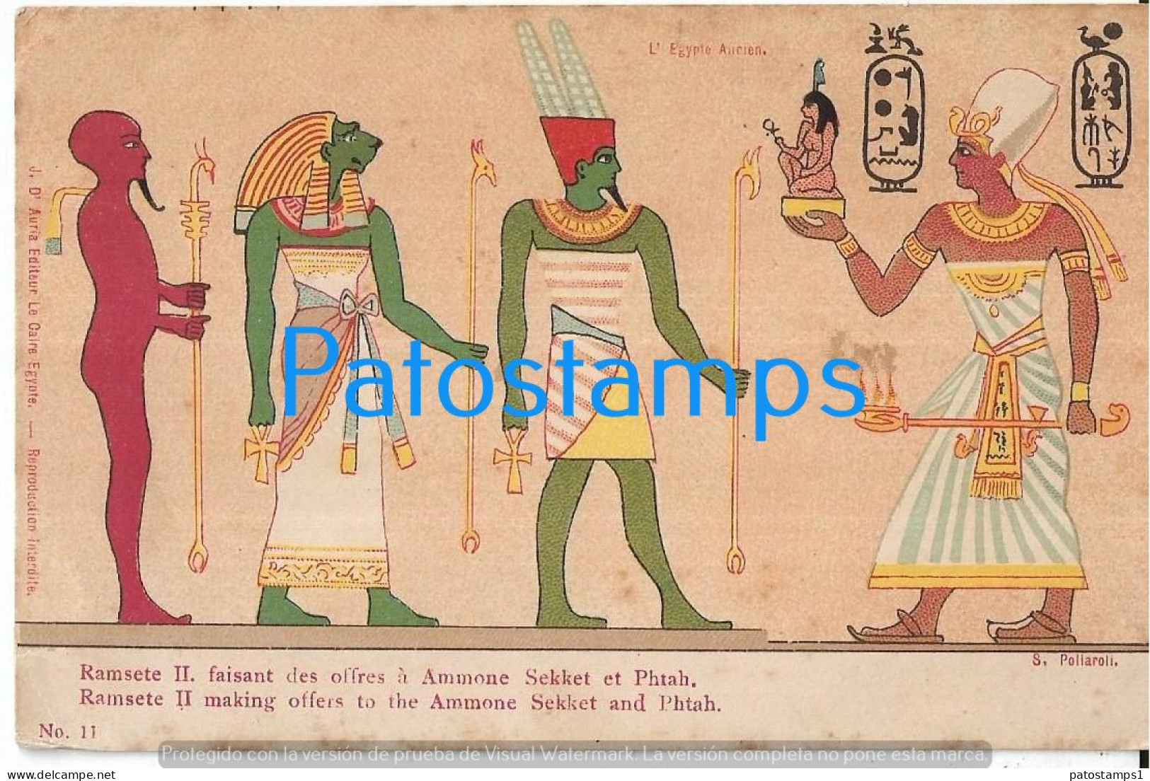 227422 AFRICA EGYPT ART ARTE RAMSETE II MAKING OFFERS TO THE AMMONE SEKKET & PHTAH POSTAL POSTCARD - Other & Unclassified