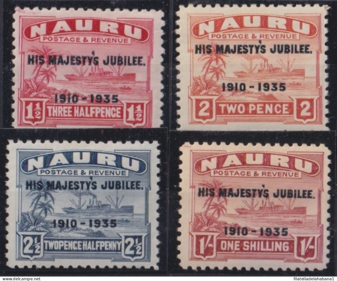 F-EX24538 NAURU 1935 MNH FREIGHTER OLD SHIP HIS MAJESTY'S JUBILEE.  - Nauru