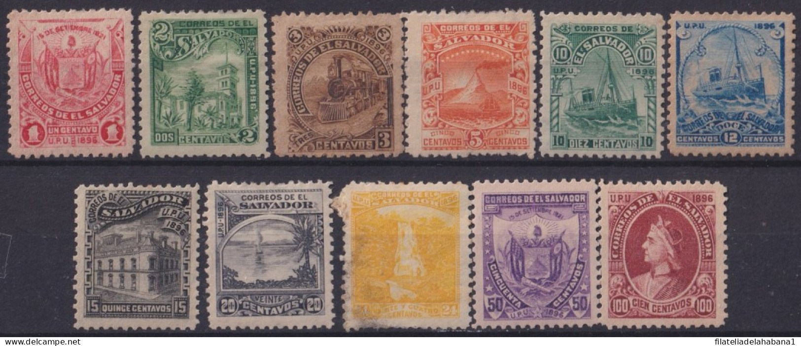 F-EX35293 EL SALVADOR 1896 CRISTOBAL COLON COLUMBUS DISCOVERY COAST ARM.  - El Salvador