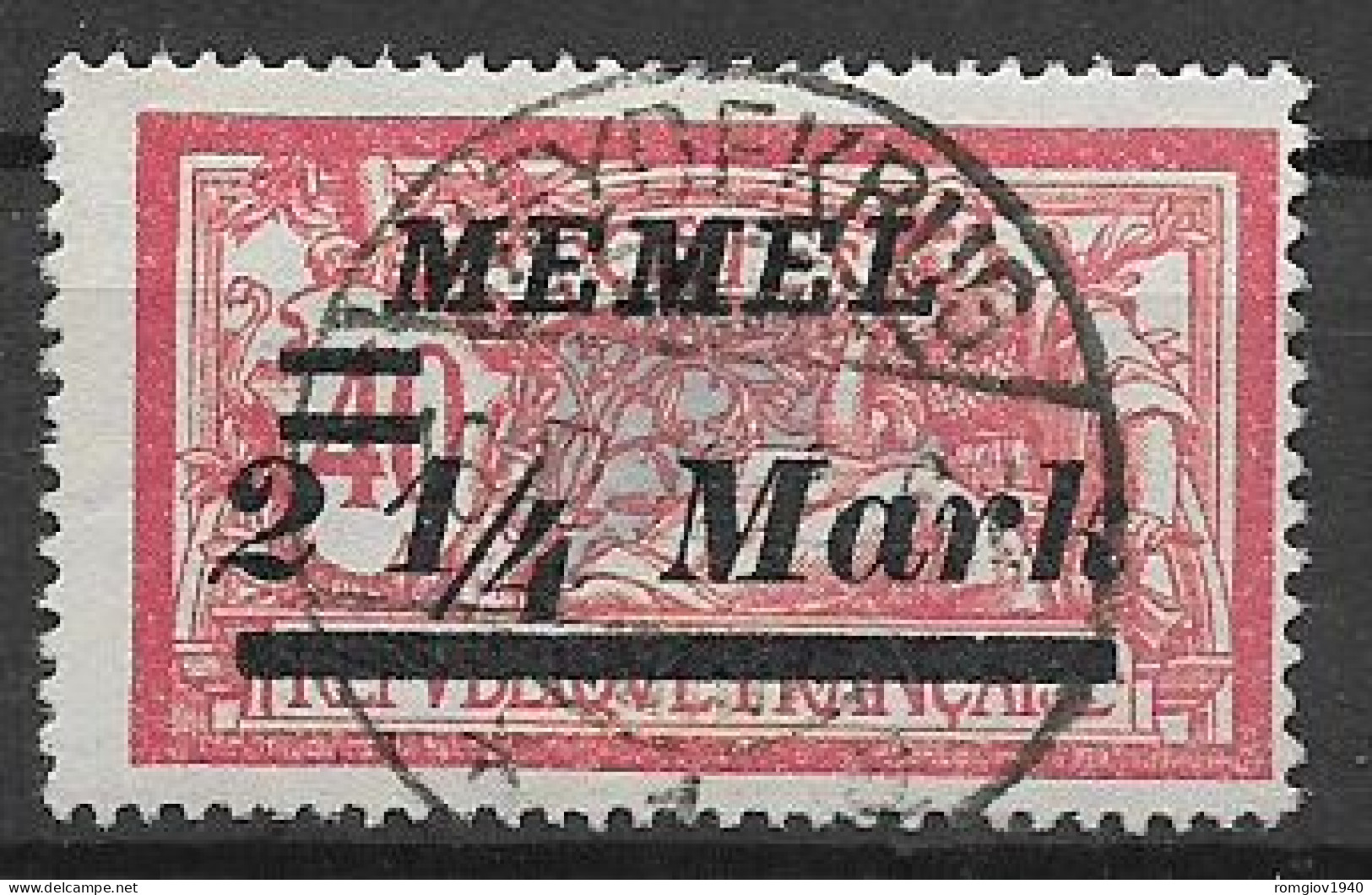 MEMEL  OCCUPAZIONE TEDESCA  1922 FRANCOBOLLI DI FRANCIA  SOPRASTAMPATI  UNIF.70 USATO VF - Otros & Sin Clasificación