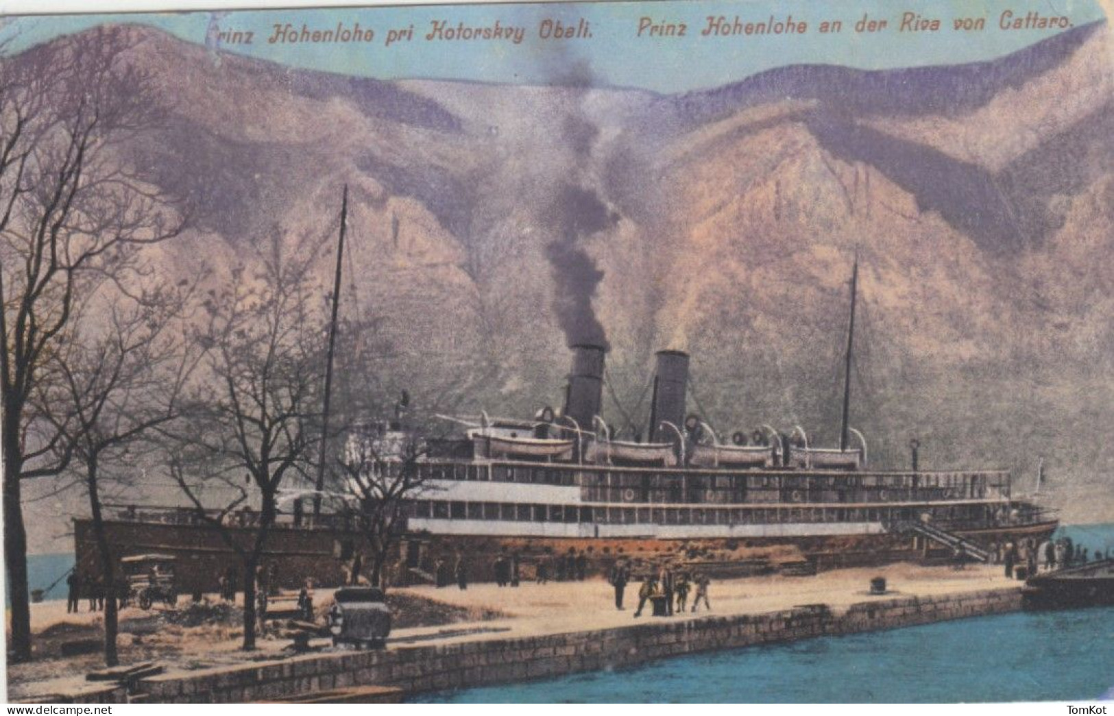 Old Postcard Kotor, Montenegro. Steamship Prinz Hohenlohe An Der Riva Von Cattaro. - Montenegro