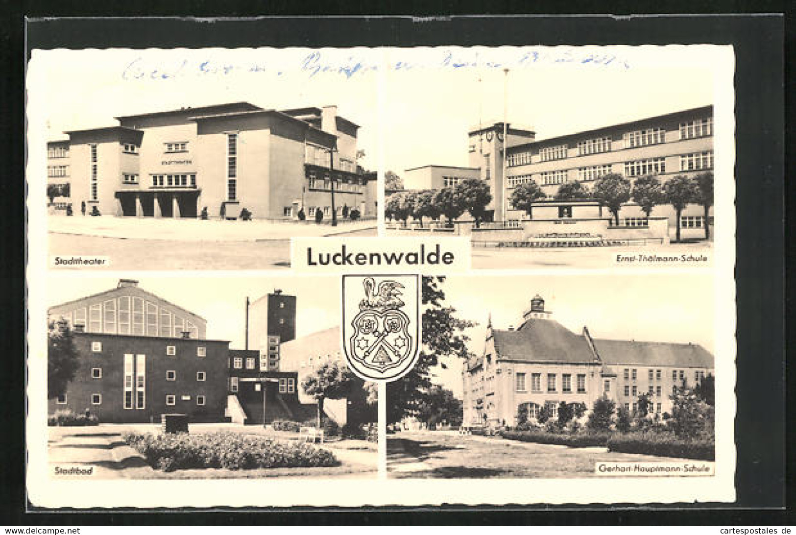 AK Luckenwalde, Ernst-Thälmann-Schule, Gerhart-Hauptmann-Schule, Stadtbad  - Luckenwalde