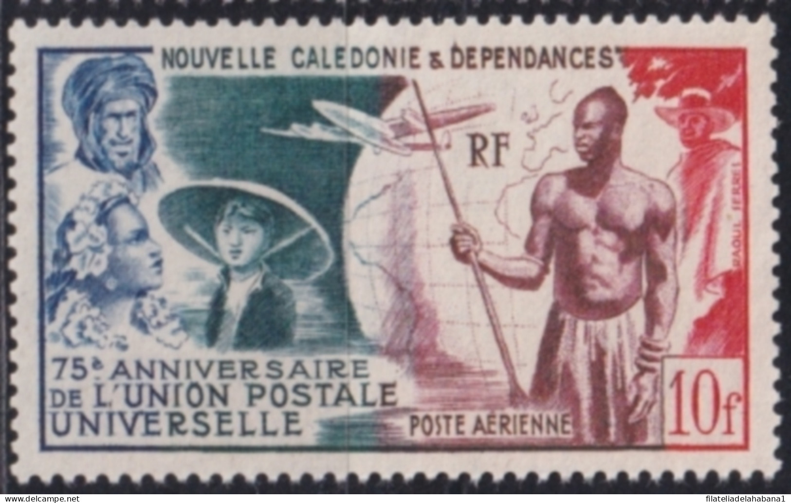 F-EX49892 NEW CALEDONIE 1949 NO GUM INDIGENOUS & COLONIAL TYPES. - UPU (Union Postale Universelle)