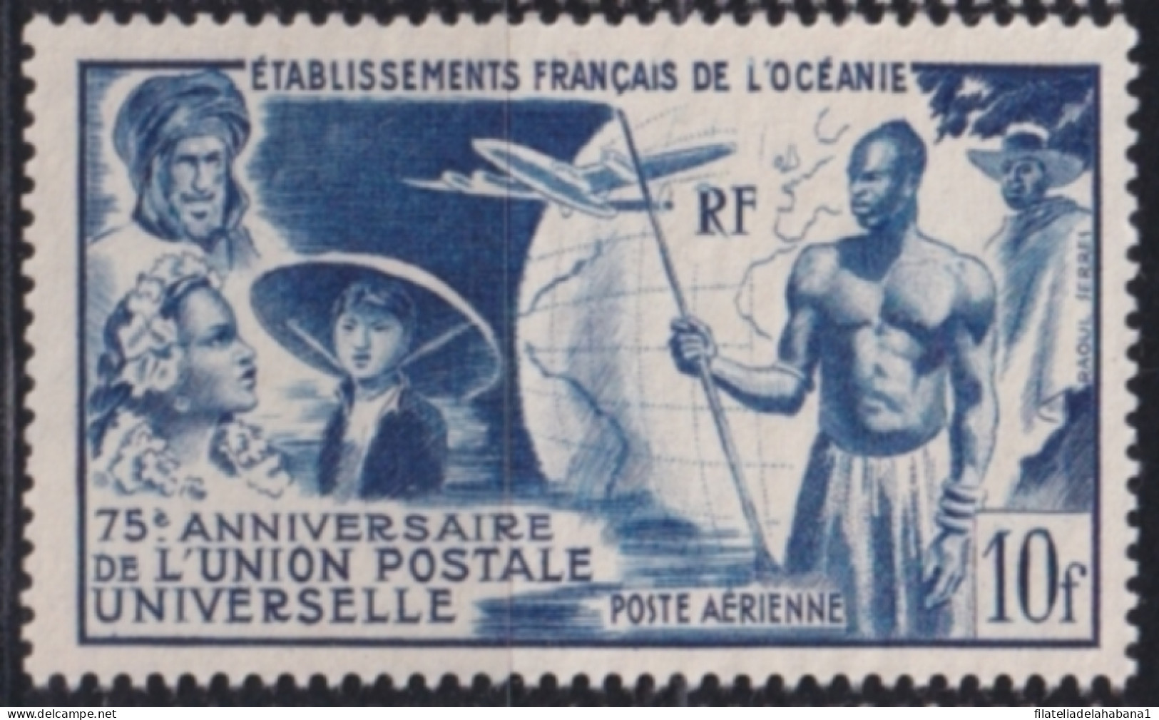 F-EX49888 OCEANIE 1949 NO GUM INDIGENOUS & COLONIAL TYPES.  - UPU (Union Postale Universelle)