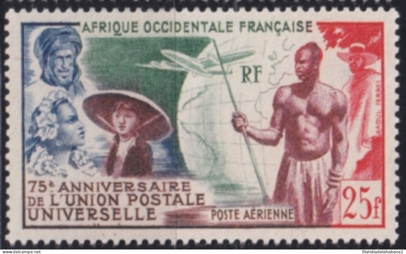 F-EX49886 AFRIQUE OCCIDENTALE FRANCAISE 1949 NO GUM INDIGENOUS & COLONIAL TYPES.  - UPU (Union Postale Universelle)