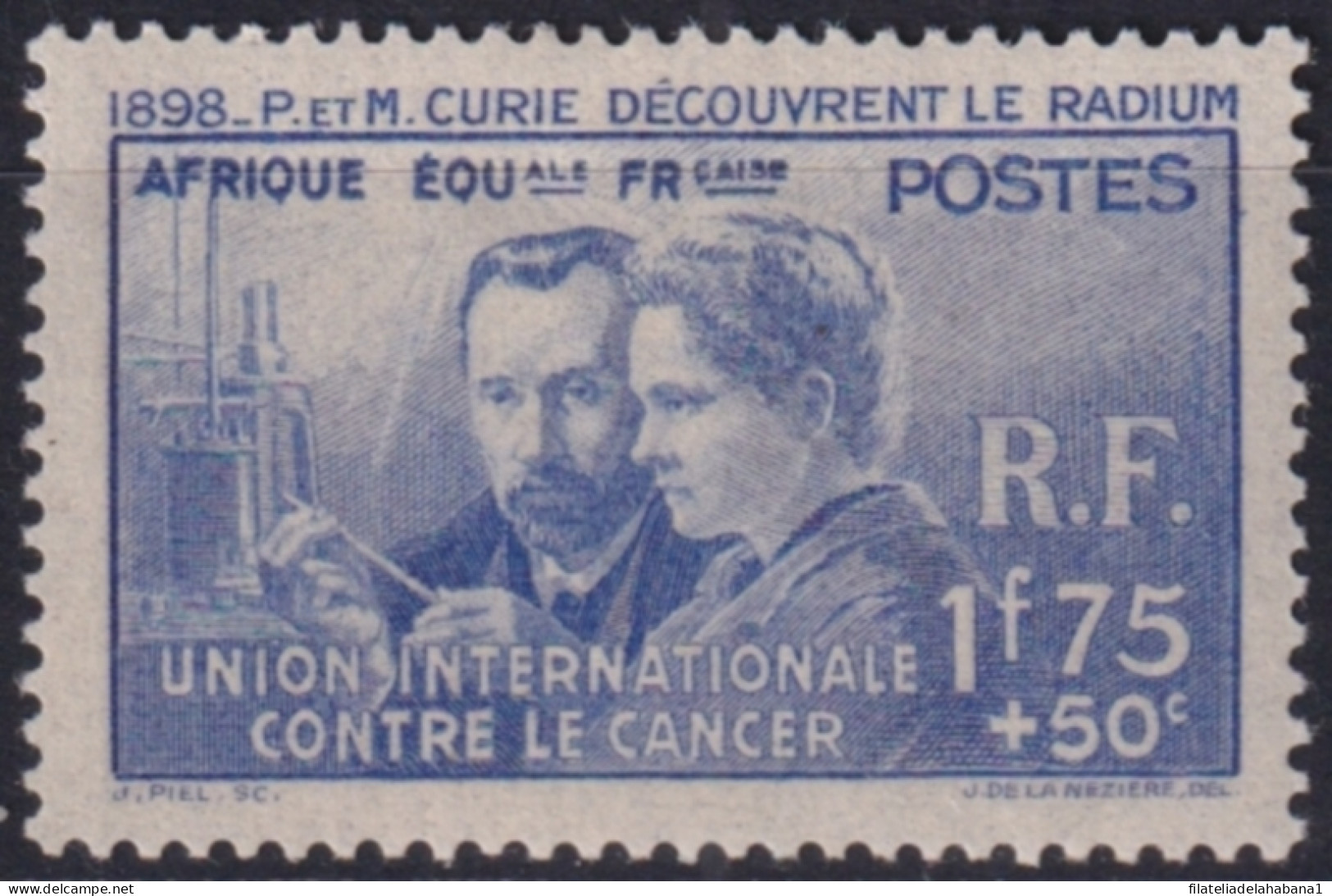 F-EX49900 AFRIQUE EQUATORIALE FRANCAISE MH 1938 CANCER PEDRO & MARIE CURIE.  - Nobelpreisträger