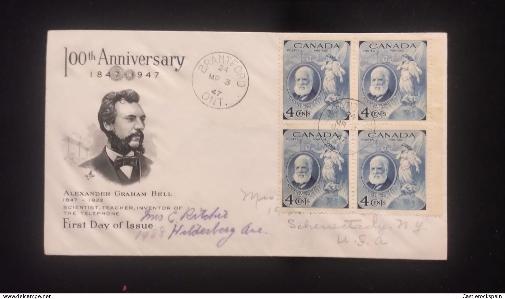 O) 1947 CANADA, ALEXANDER GRAHAM BELL, INVENTOR DEP RIMER TELEPHONE, VISIBLE SPEECH SYSTEM FOR THE DEAF - Otros & Sin Clasificación