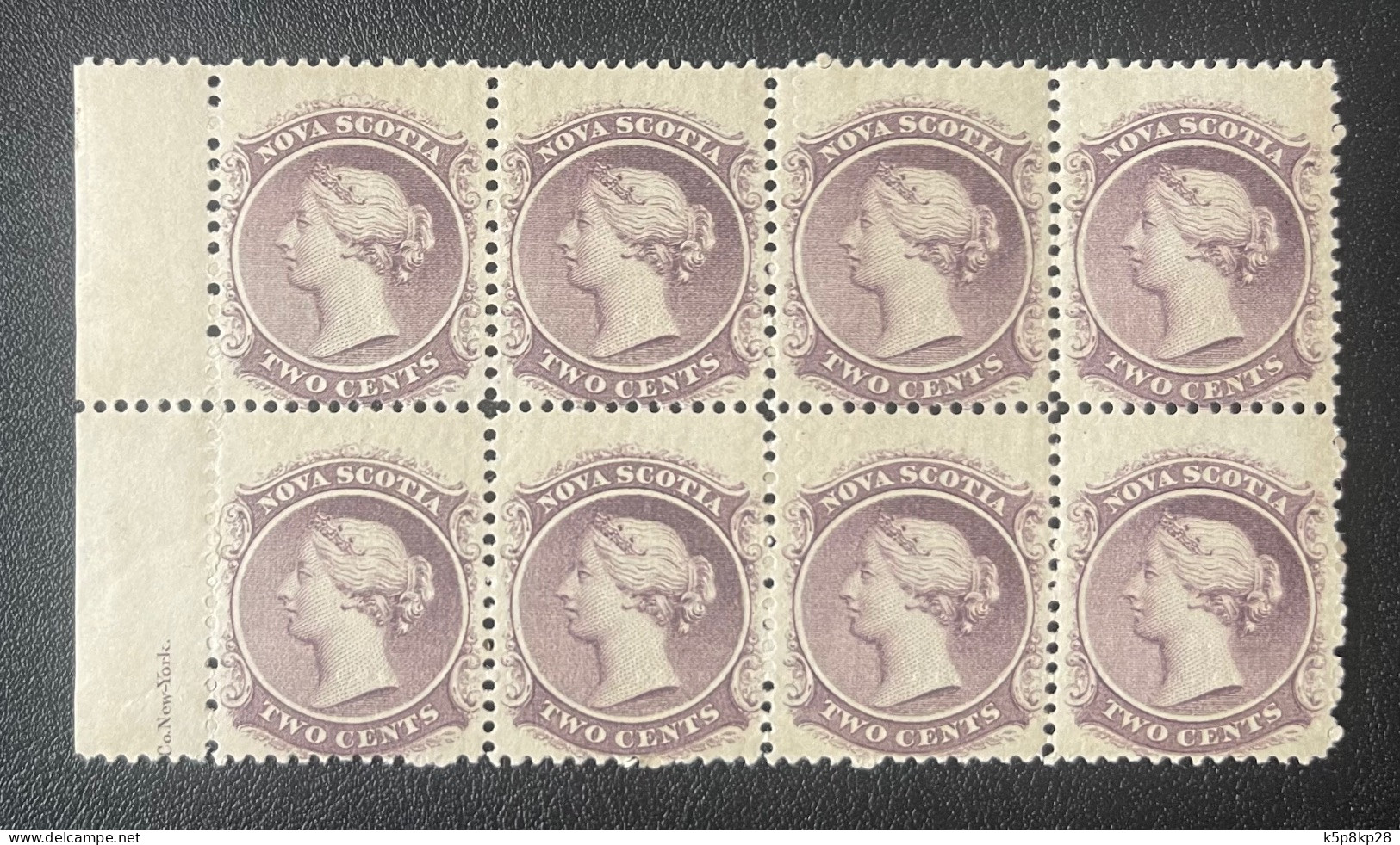 1860 Nova Scotia Block Of 8, Two Cents, MNH, VF - Collections (without Album)