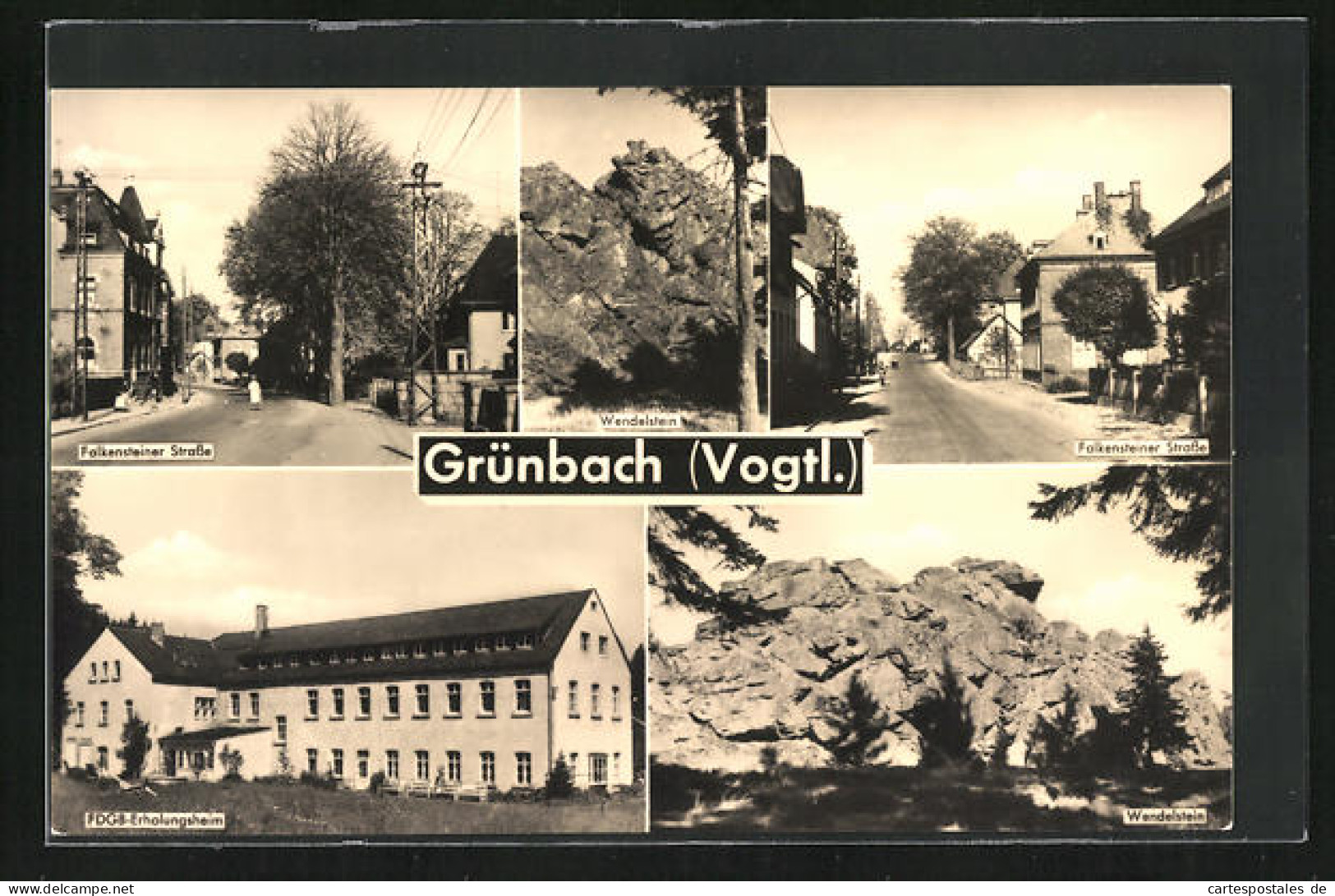 AK Grünbach Im Vogtl., Falkensteiner Strasse, Der Wendelstein, FDGB Erholungsheim  - Falkenstein (Vogtland)