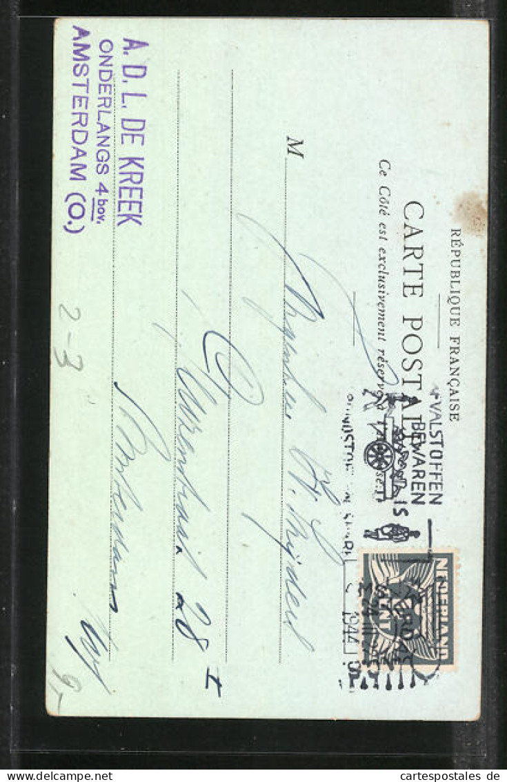 Lithographie Brief, Landesflagge, Trinidad, Frau In Landestracht Mit Postboten  - Postal Services