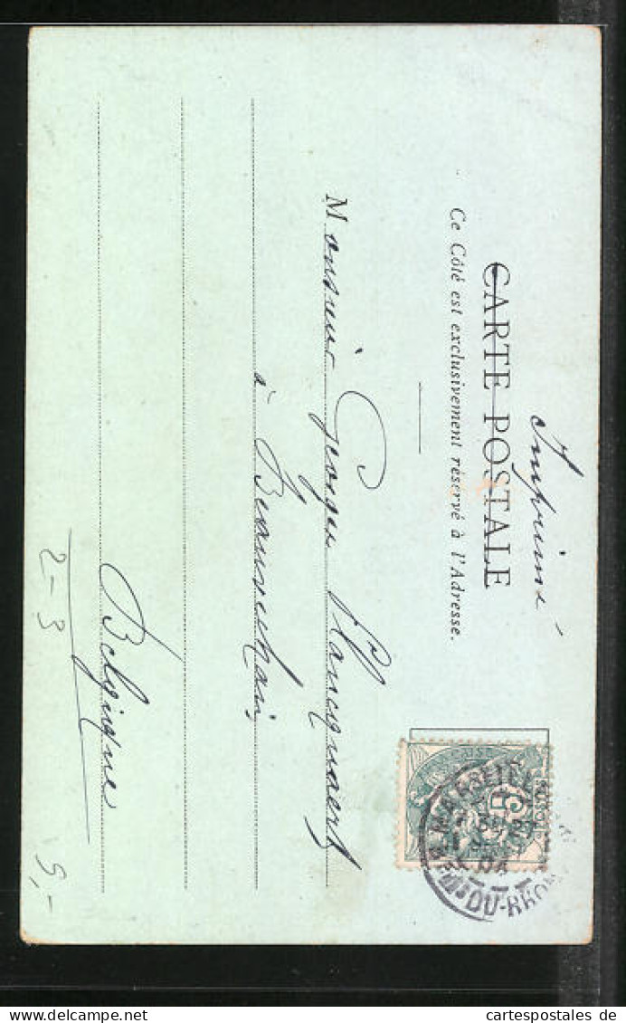 Lithographie Brief, Landesflagge, Brasilien, Eingeborene Und Postbote  - Postal Services