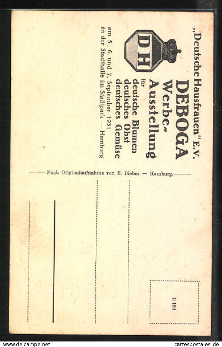 AK Hamburg, DEBOGA Werbe-Ausstellung 1931 D. Deutschen Hausfrauen E.V.  - Exhibitions