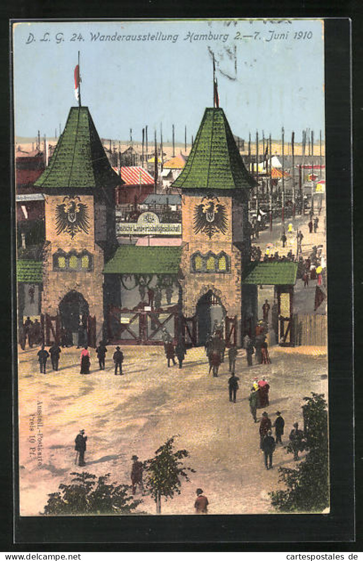 AK Hamburg, 24. Wander-Ausstellung Der DLG 1910, Haupteingang  - Exhibitions