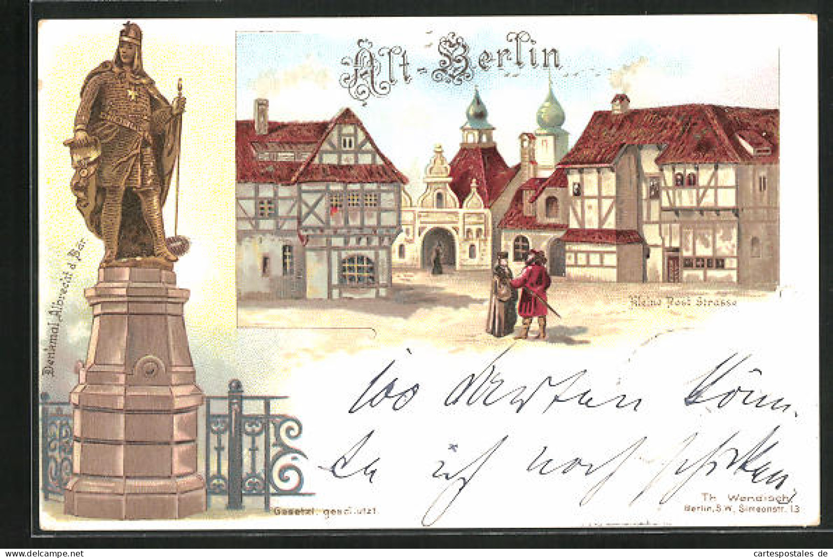 Lithographie Alt-Berlin, Ausstellung, Kleine Poststrasse, Denkmal Albrecht D. Bär  - Exhibitions