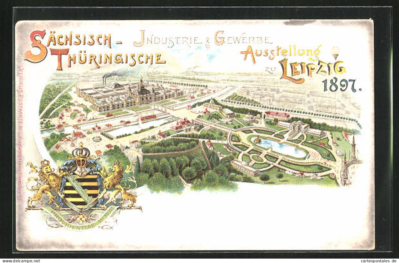 Lithographie Leipzig, Sächs.-Thüring. Industrie & Gewerbe-Ausstellung 1897, Gesamtansicht  - Exhibitions