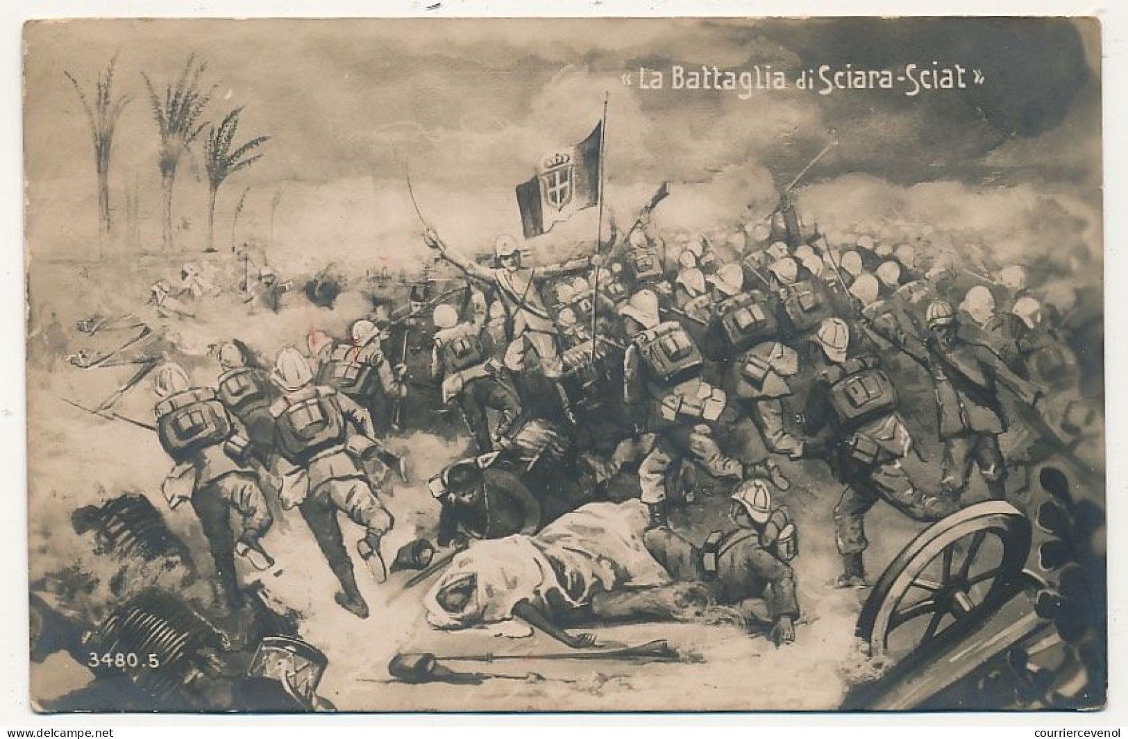 4 CPA - ITALIE / LYBIE - Scènes de la Guerre italo-turque, dont Bataille de Sciara-Sciat