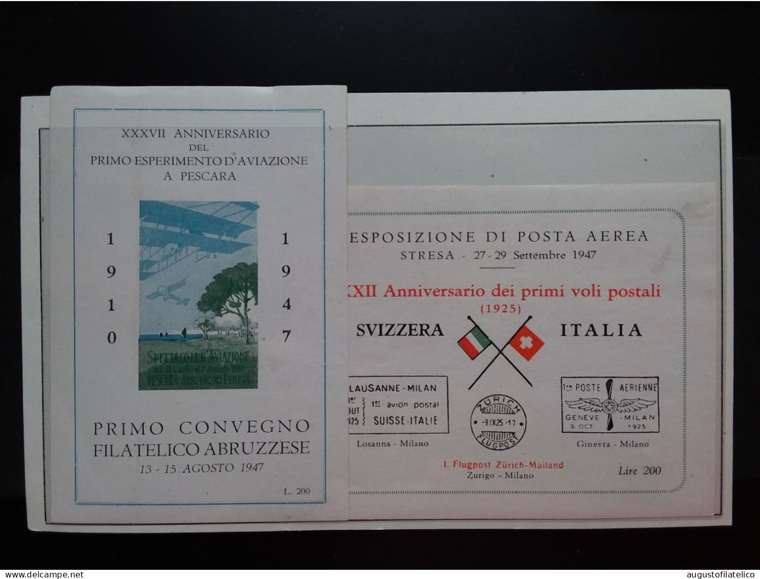 REPUBBLICA - Marcofilia - 2 BF 1947 - Anniversari Primi Voli - Nuovi */** + Spese Postali - Blocks & Kleinbögen