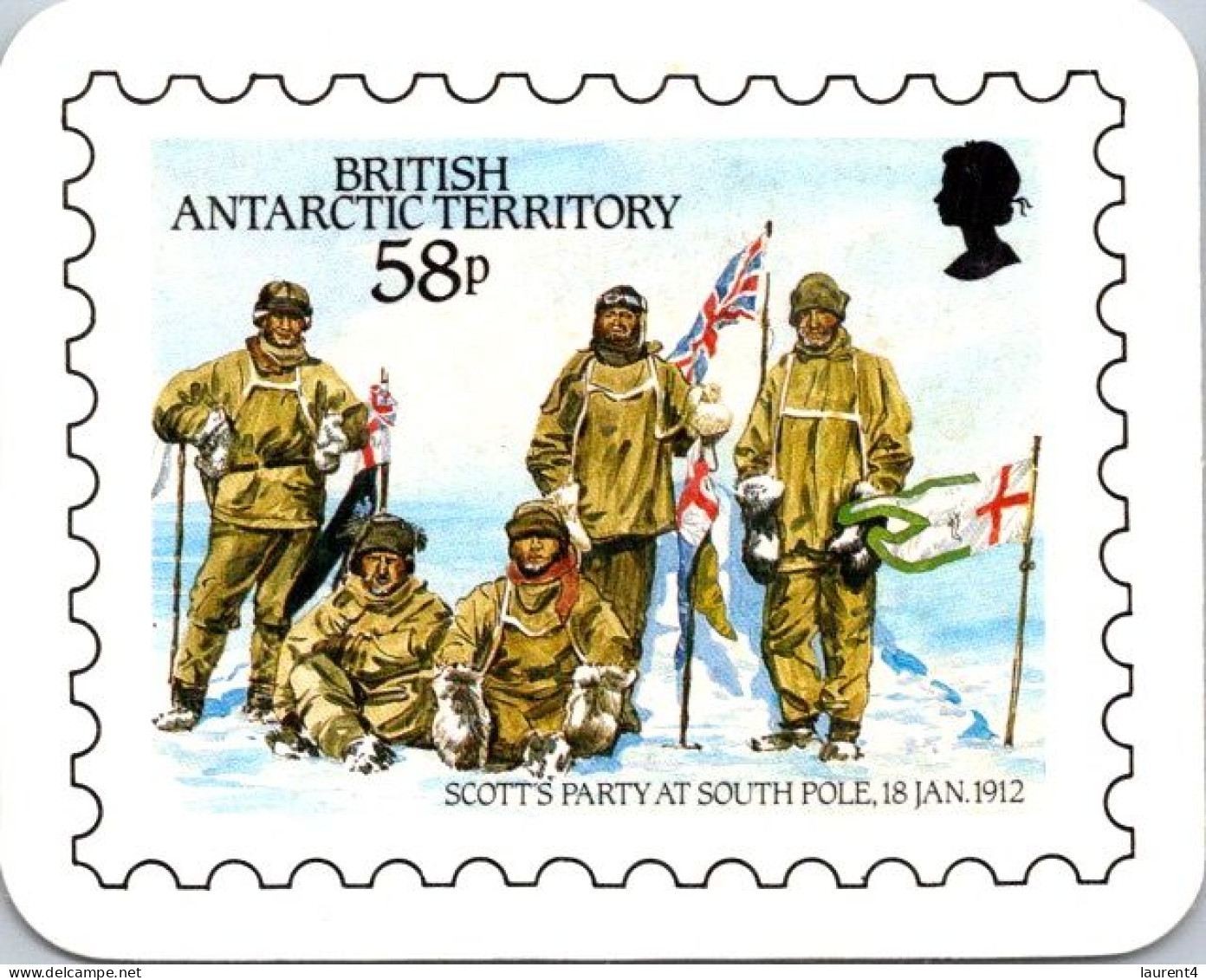 21-4-2024 (2 Z 36) Antarctic Stamp Reproduction (on Mini-calender) X 2 (different) - Briefmarken (Abbildungen)