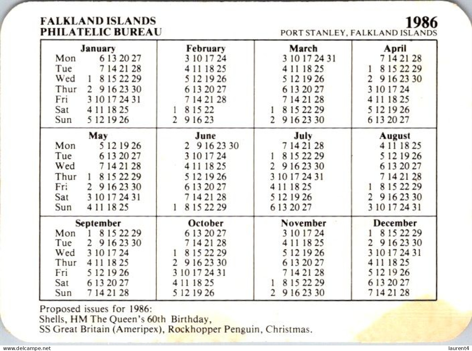 21-4-2024 (2 Z 36) Antarctic Stamp Reproduction (on Mini-calender) X 2 (different) - Timbres (représentations)