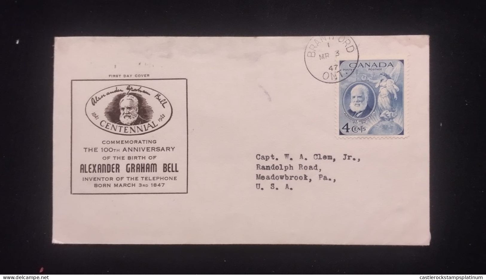 O) 1947 CANADA, ALEXANDER GRAHAM BELL, INVENTOR DEP RIMER TELEPHONE, VISIBLE SPEECH SYSTEM FOR THE DEAF, CIRCULATED TO U - Autres & Non Classés