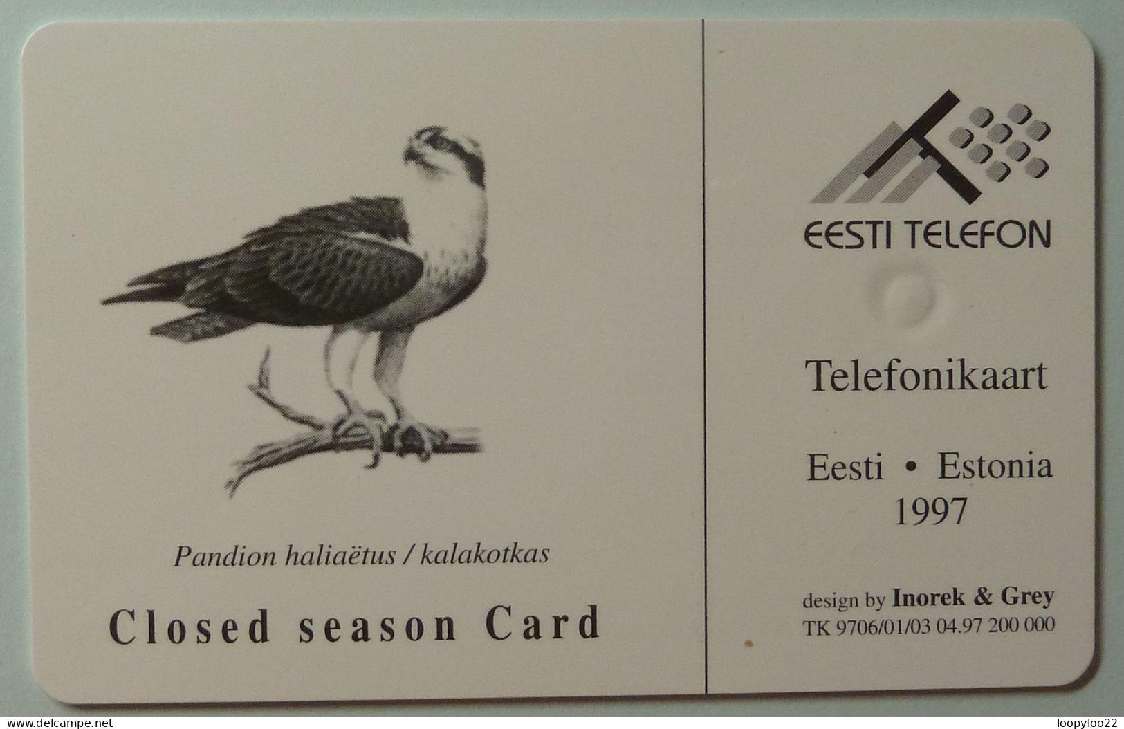 Estonia - Chip - Sample - Without Control Number - 30 Units - Osprey - Pandion Haliaetus - 1997 - Estland