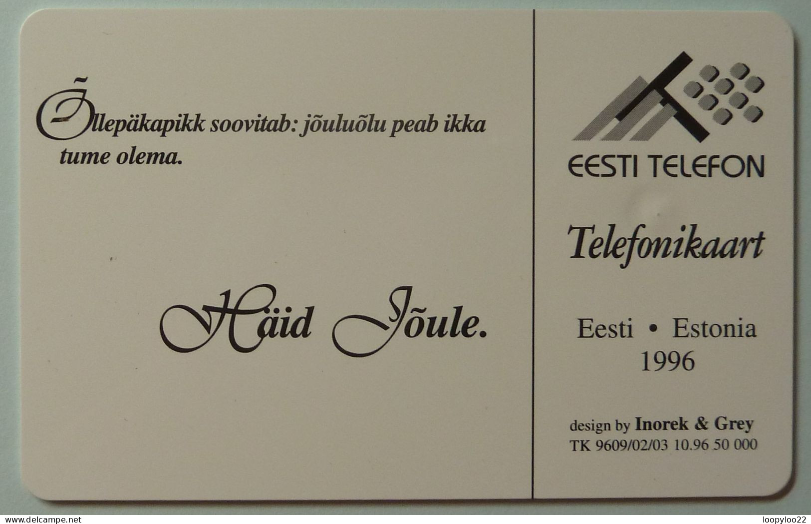 Estonia - Chip - Sample - Without Control Number - 50 Units -  Merry Christmas - Haid Joule- 1996 - Estland