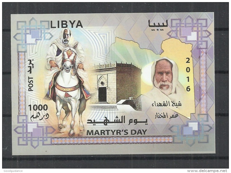 2016 - Libya- Libye- Martyr's Day - Omar Mokhtar- Minisheet MNH** - Libya
