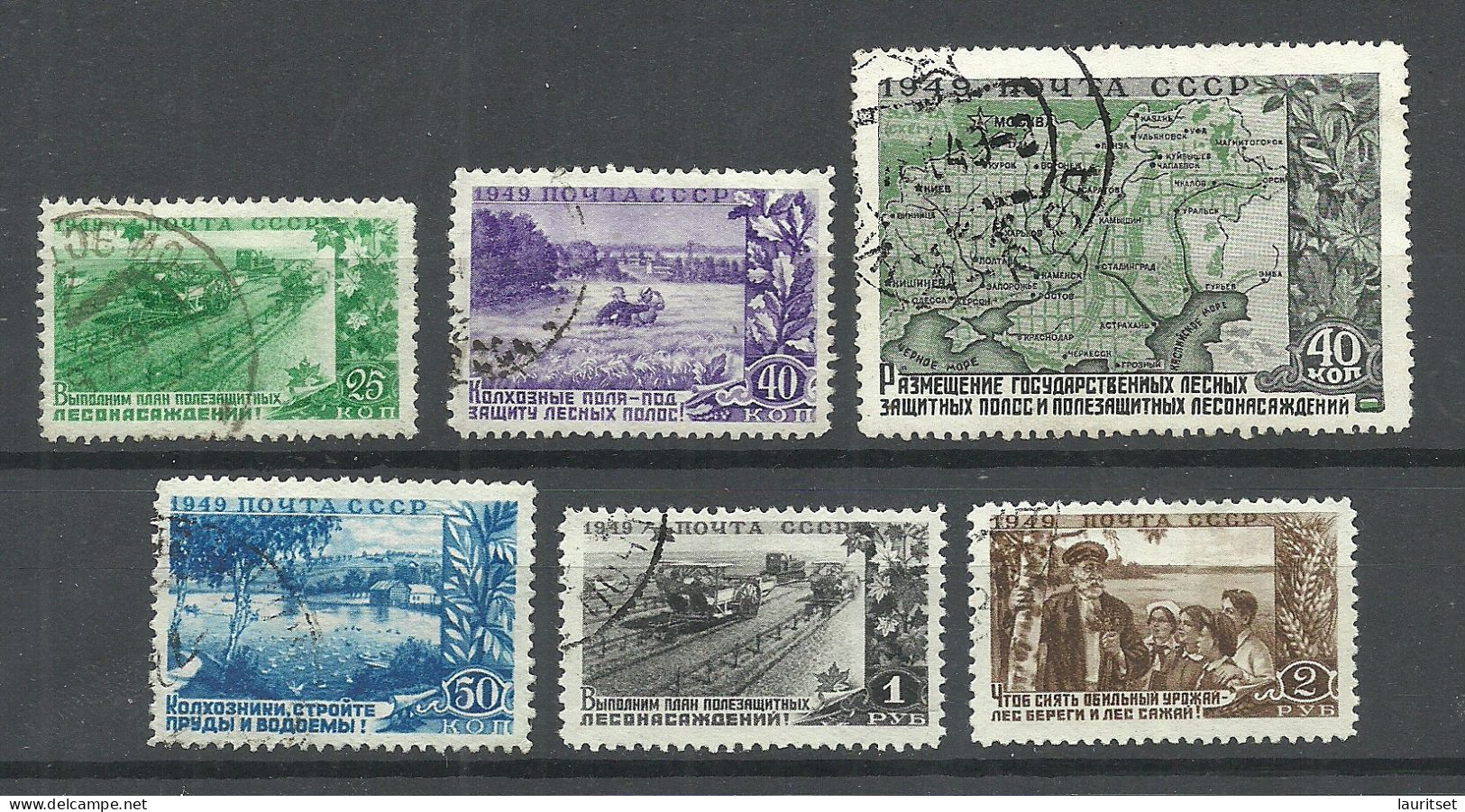 RUSSLAND RUSSIA 1949 Michel 1385 - 1390 O Wald- Und Feldschutz - Gebraucht