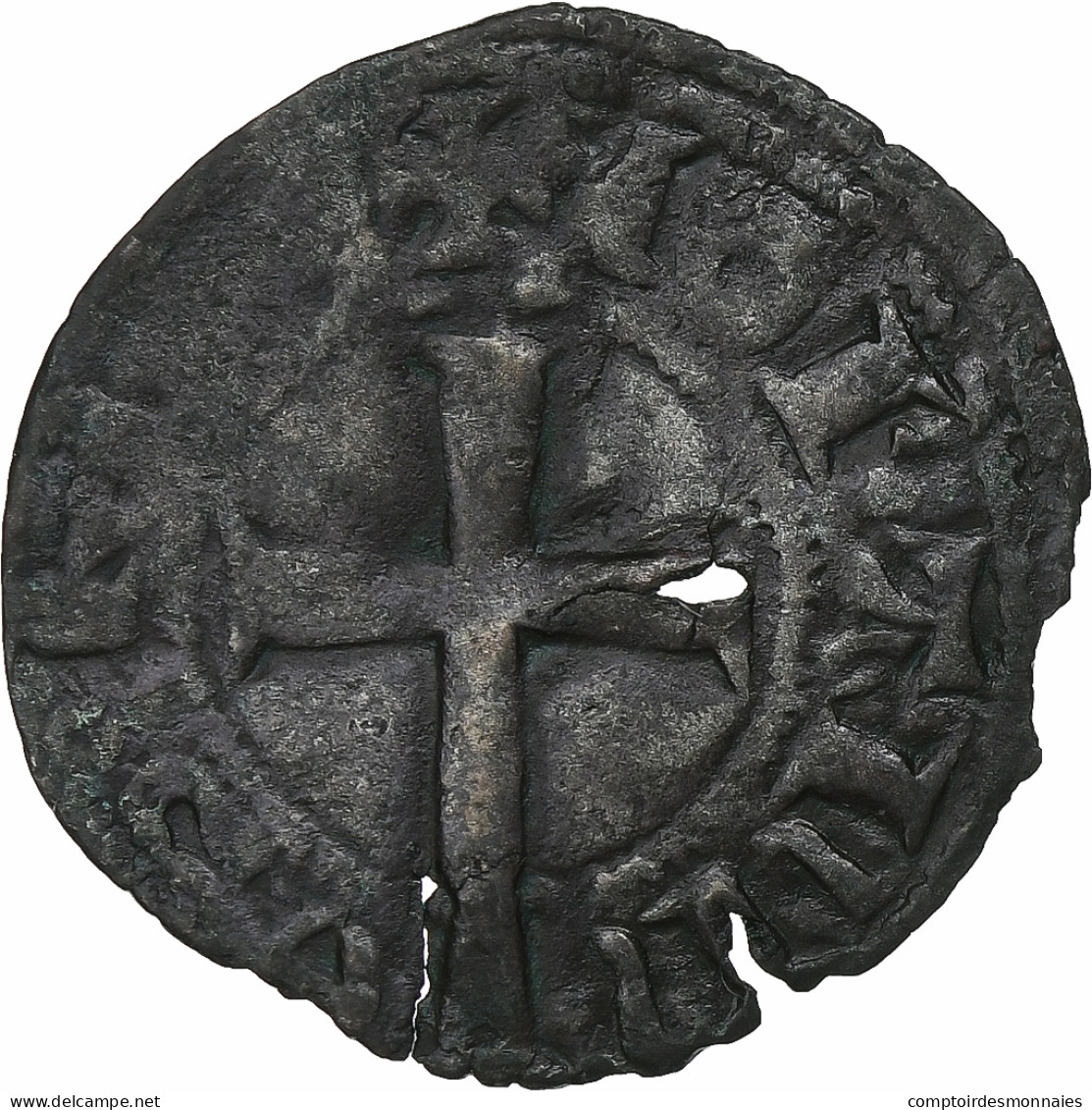 France, Jean II Le Bon, Denier Tournois, 1355-1356, Billon, TB+, Duplessy:339 - 1350-1364 Johann II. Der Gute