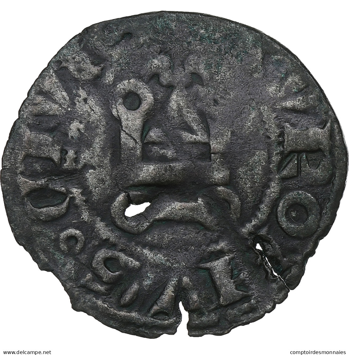 France, Jean II Le Bon, Denier Tournois, 1355-1356, Billon, TB+, Duplessy:339 - 1350-1364 Giovanni II Il Buono