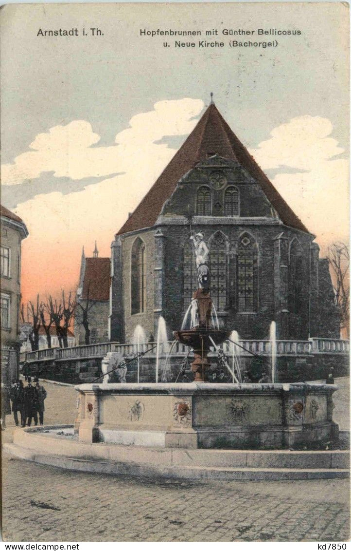 Arnstadt - Hopfenbrunnen Mit Günther Bellicosus U. Neue Kirche - Arnstadt