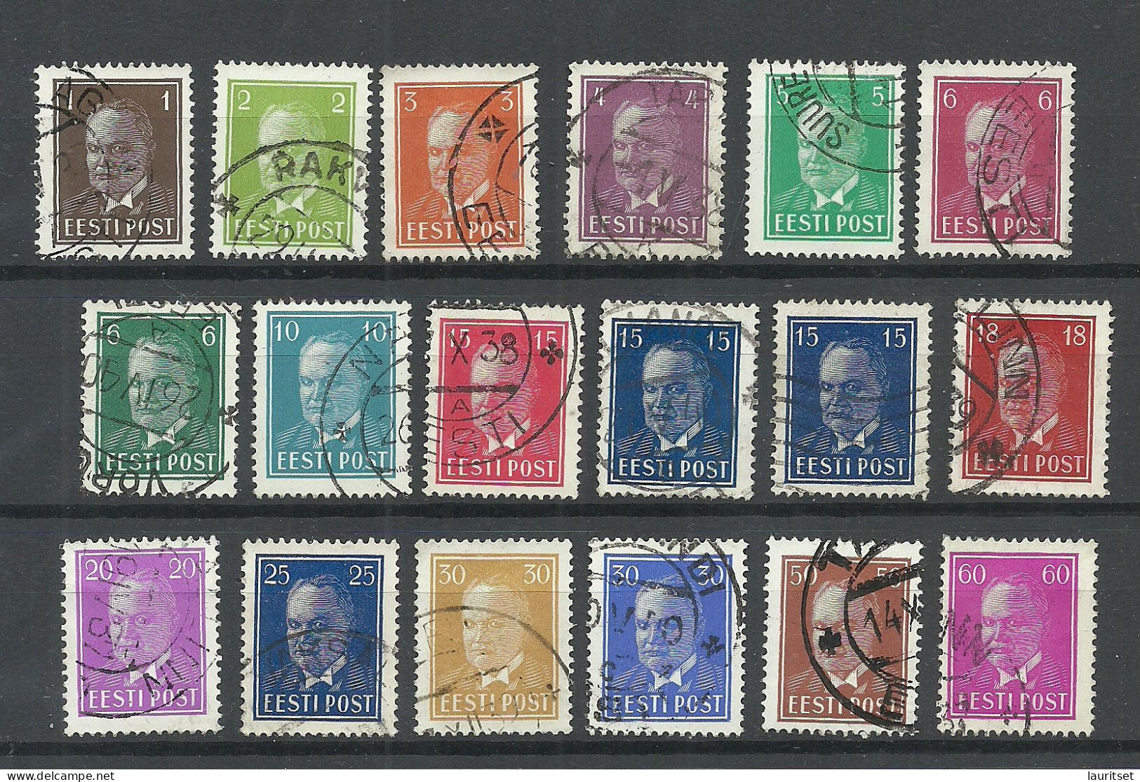 Estland Estonia 1936-1940 Präsident Päts Complete Set O - Estonie