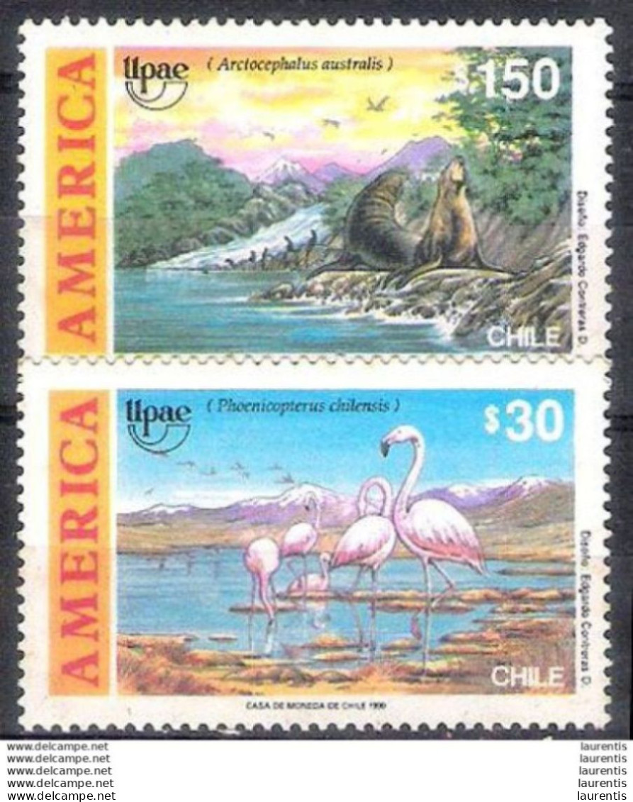 14650. Flamingos - Birds- UPAEP - Chile Yv 1003-04 - No Gum - 1,25 (5) - Flamants