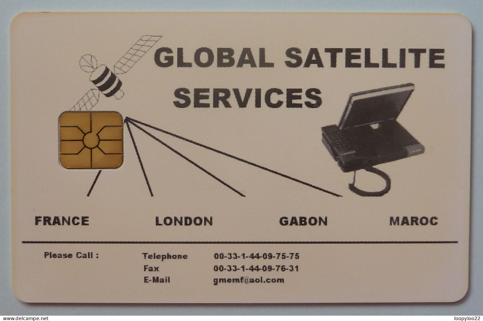 FRANCE - Chip - Global Satellite Services - London Gabon Maroc - Altri & Non Classificati