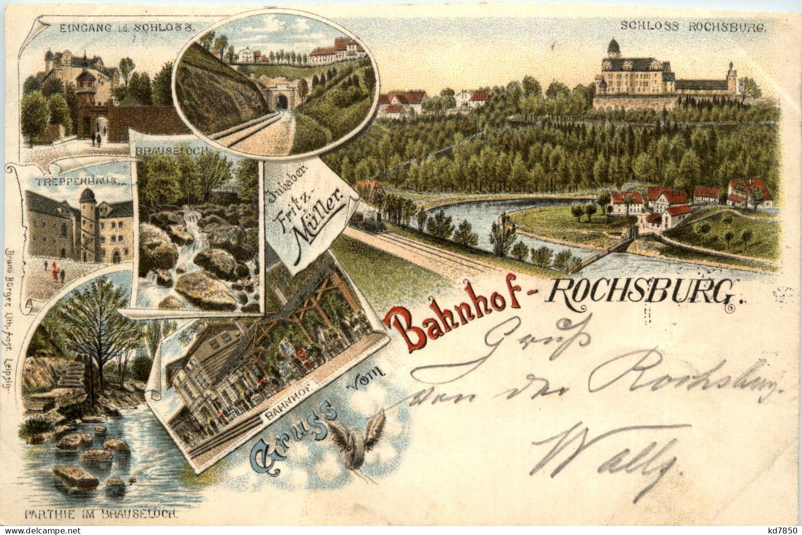 Gruss Vom Bahnhof Rochsburg An Der Mulde - Litho - Lunzenau