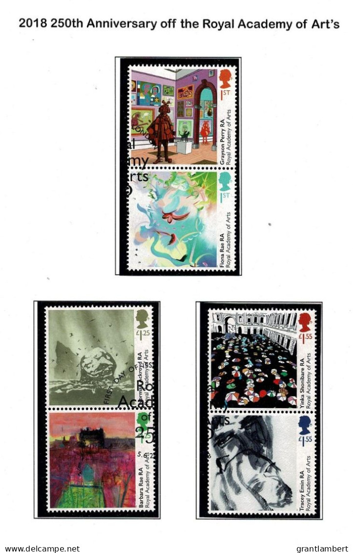 Great Britain 2018 The Royal Academy Of Arts - 250th Anniversary  Set Of 6 Used - Gebraucht