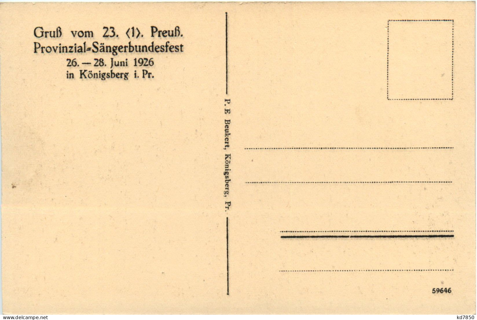 Königsberg - Ostmesse - Gruss Vom 23. Sängerbundfest 1926 - Ostpreussen