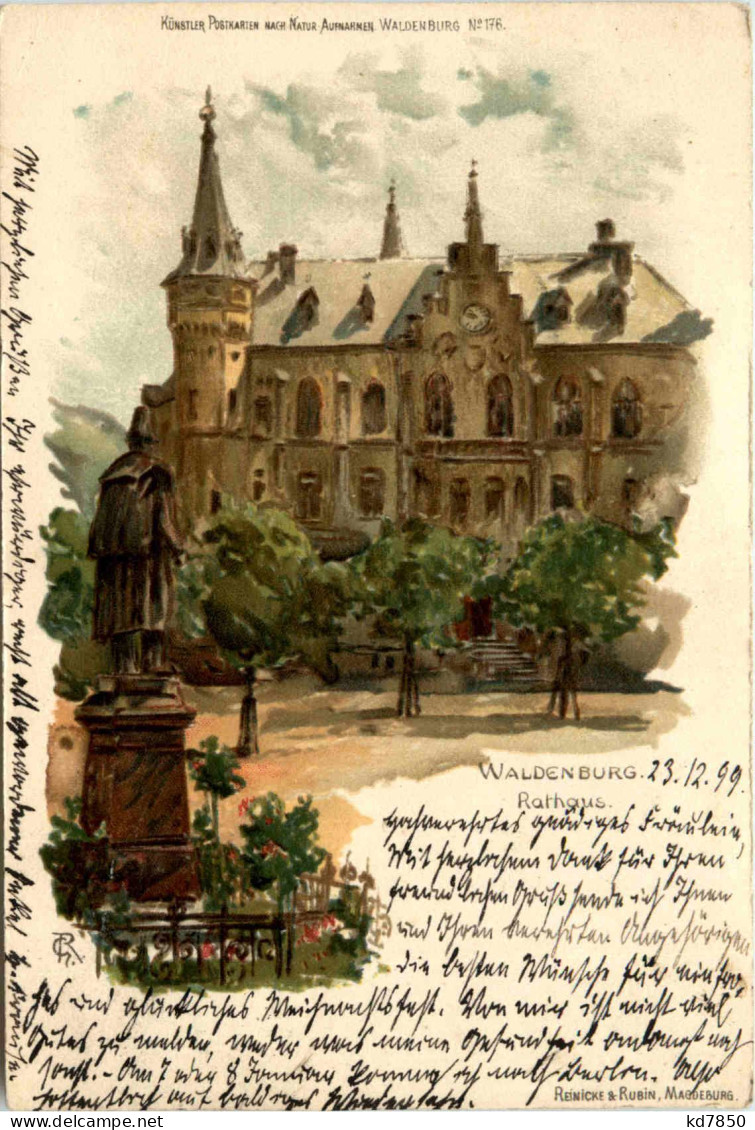 Waldenburg - Rathaus - Litho - Waldenburg (Sachsen)