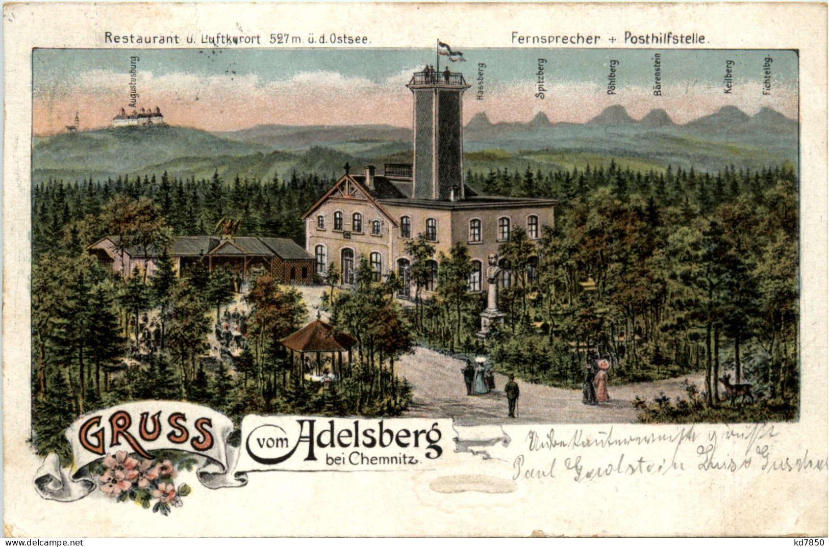 Gruss Vom Adelsberg Bei Chemnitz - Litho - Chemnitz