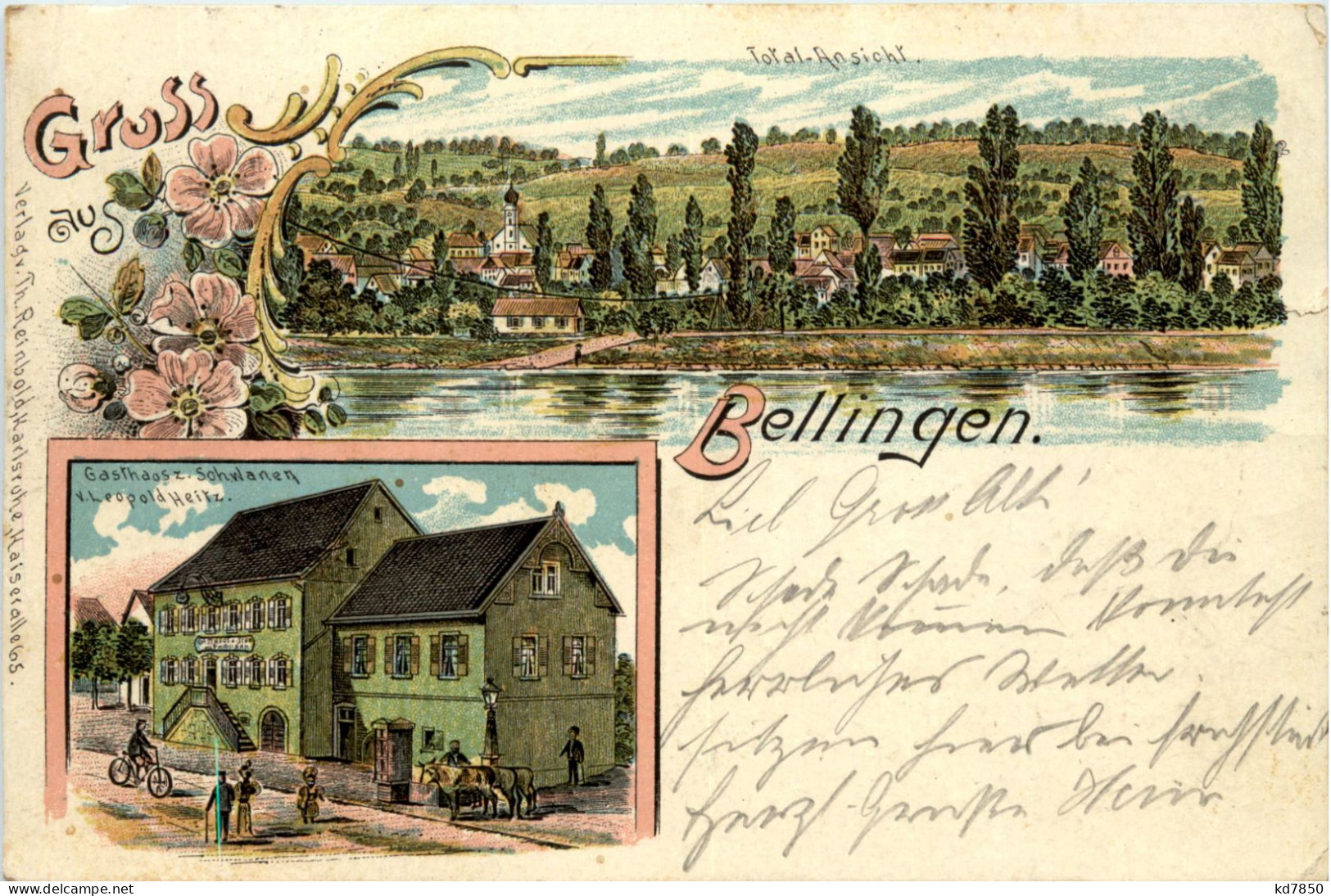 Gruss Aus Bellingen - Gasthaus Zum Schwanen - Litho - Loerrach