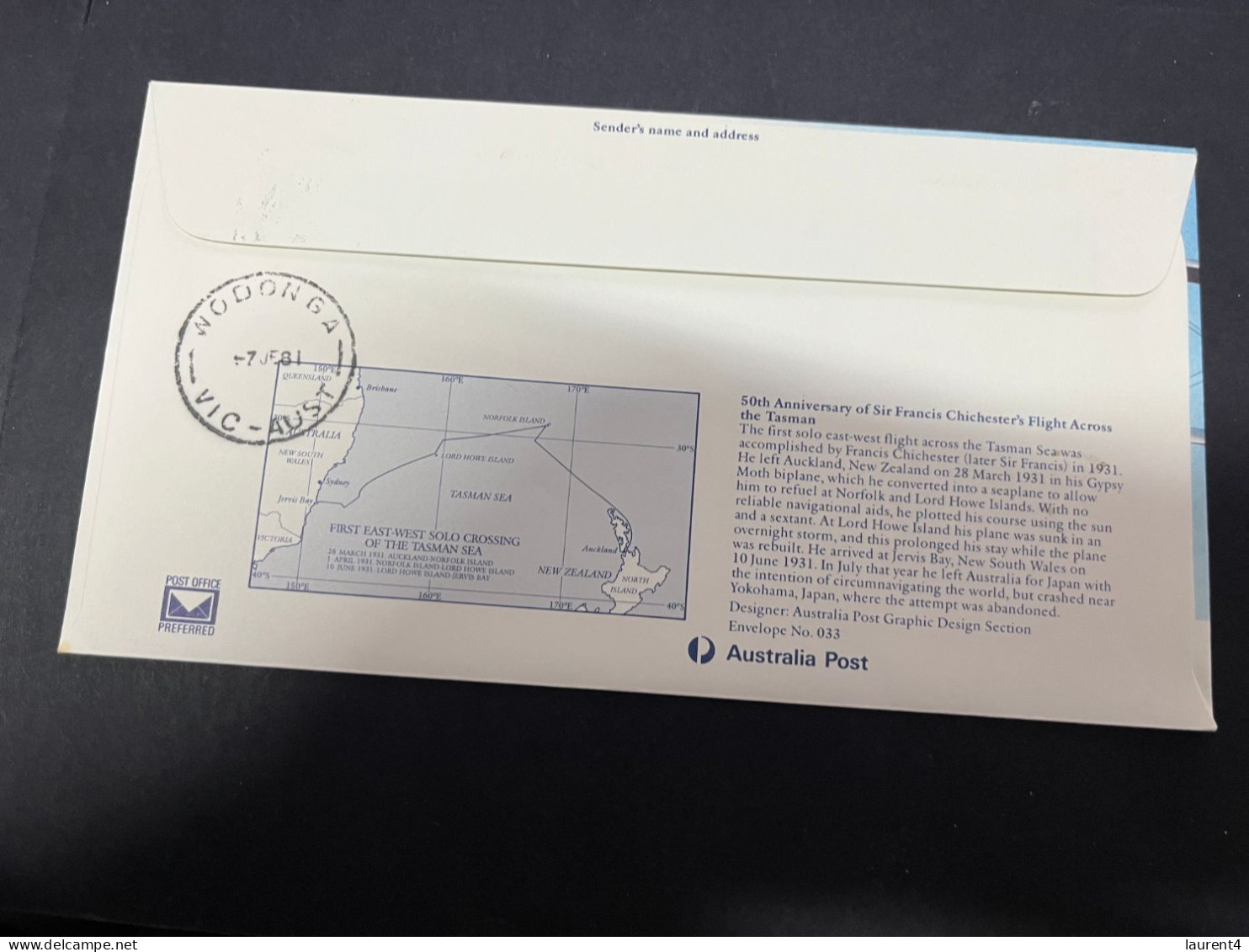 21-4-2024 (2 Z 39) Australia FDC Cover - 1981 - Golden Anniversary (Sir Francis Chichester) - Omslagen Van Eerste Dagen (FDC)