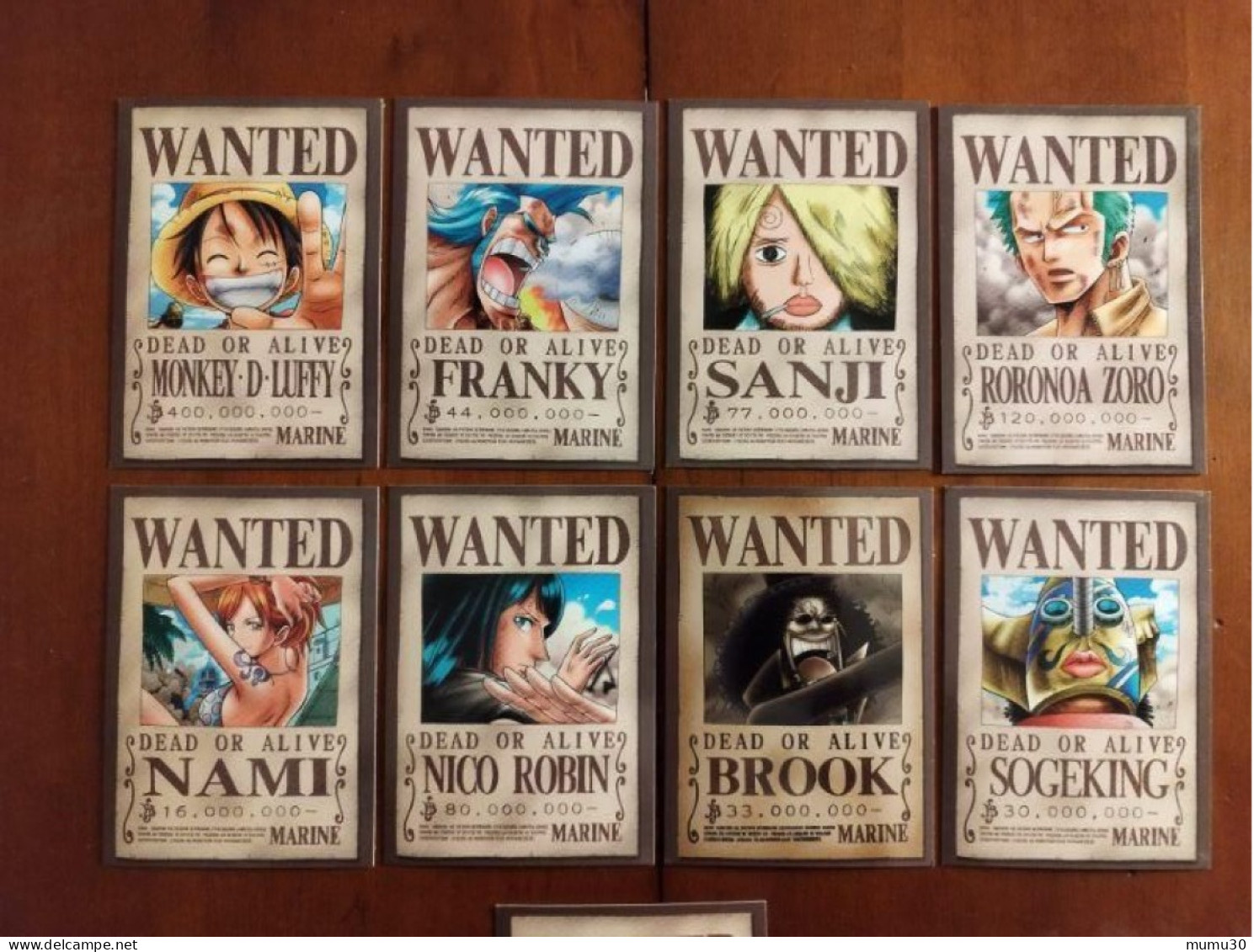 Superbe Lot De 9 Cartes Comme Neuves - Mangas One Piece -  " Wanted Dead Or Alive " - Comics