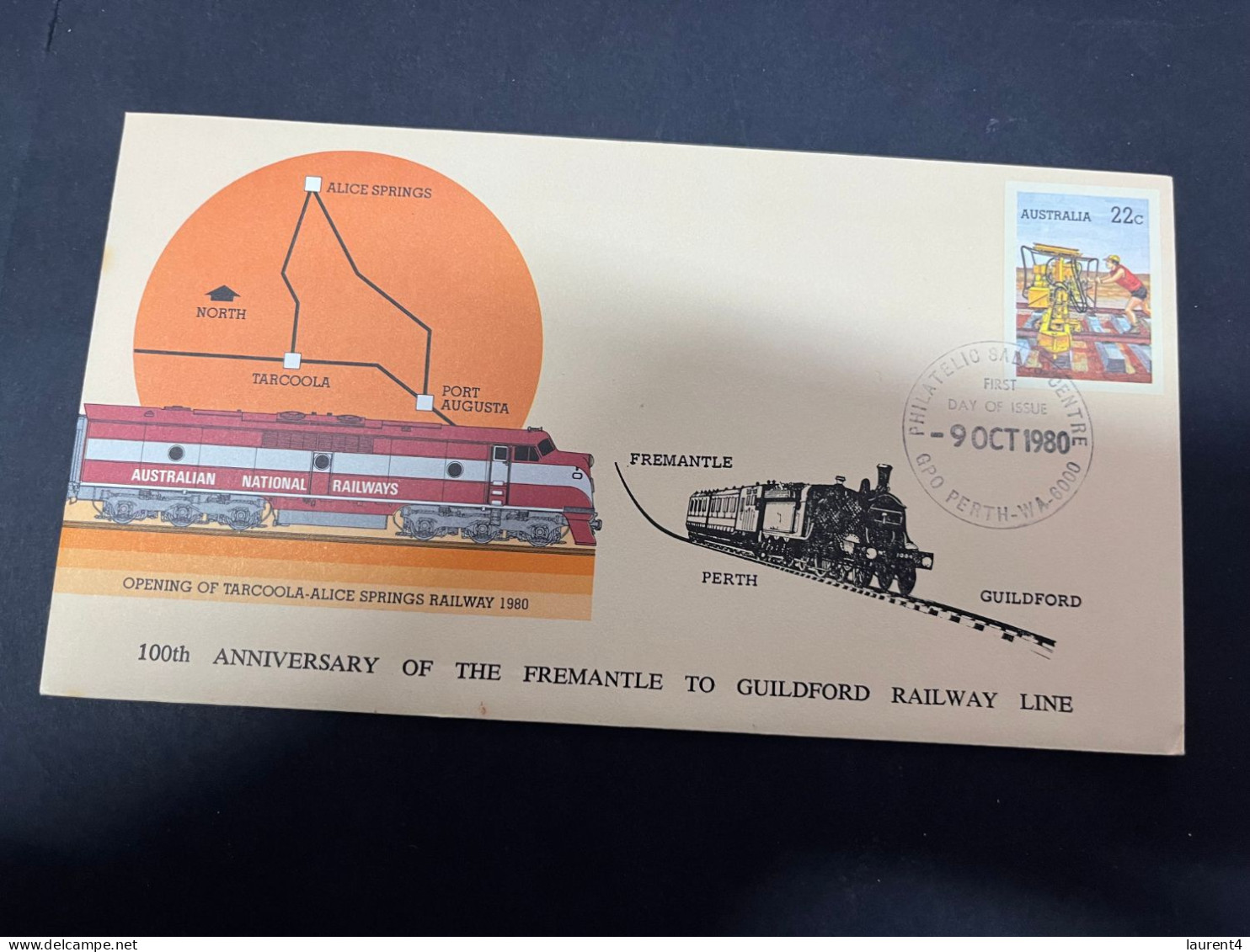 21-4-2024 (2 Z 39) Australia FDC Cover - 1980 - Centenary Of Fremantle To Guildford Railway Line - Primo Giorno D'emissione (FDC)