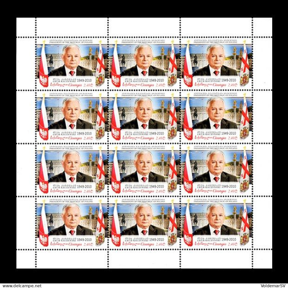 Georgia 2020 Mih. 743 President Of Poland Lech Kaczynski (M/S) (joint Issue Georgia-Poland) MNH ** - Georgia