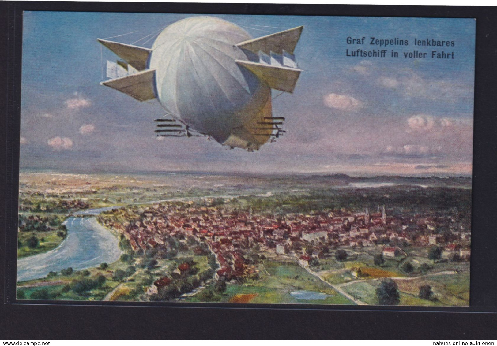 Ansichtskarte Zeppelin Lenkbares Luftschiff über Land - Dirigibili