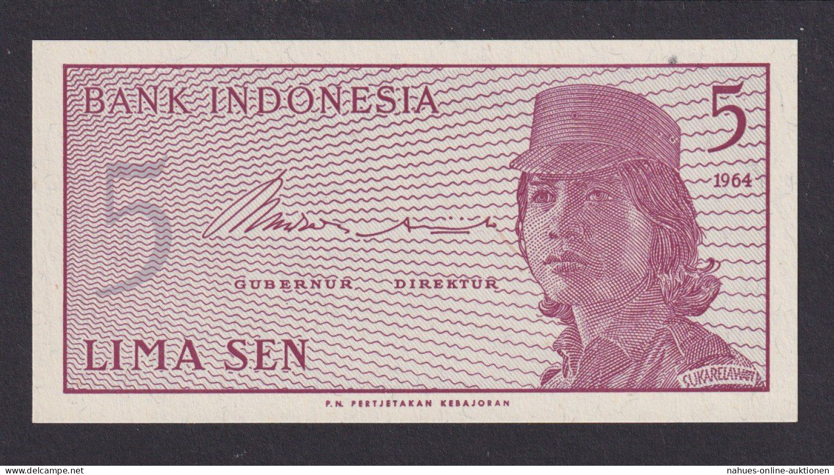 Banknoten Geldscheine Indonesien Asien 5 LIMA SEN 1964 Unc. - Autres & Non Classés