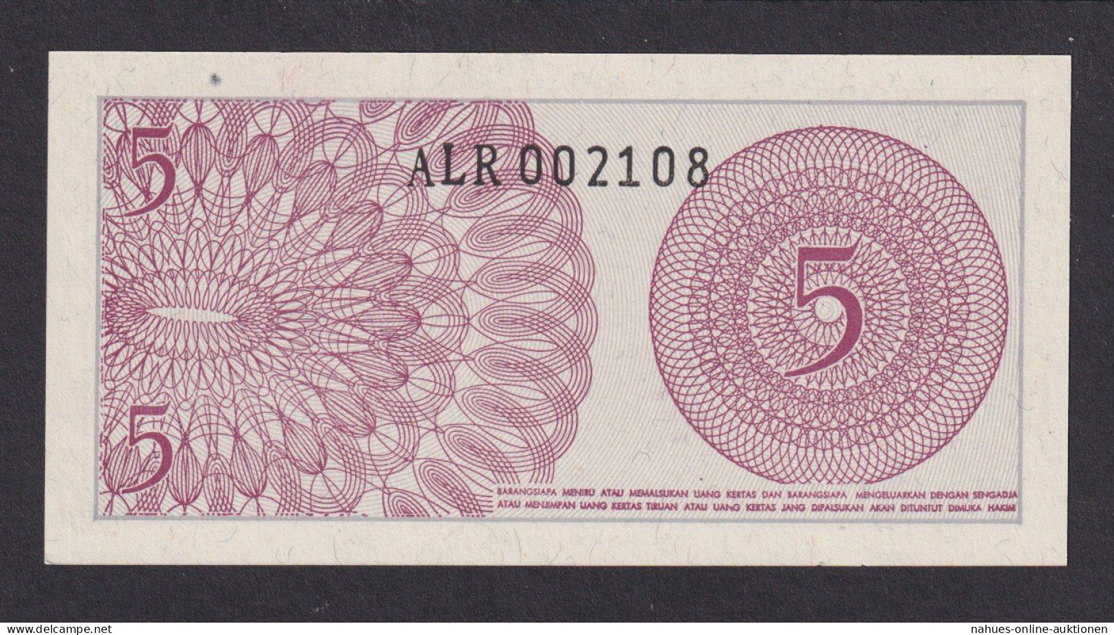 Banknoten Geldscheine Indonesien Asien 5 LIMA SEN 1964 Unc. - Andere & Zonder Classificatie