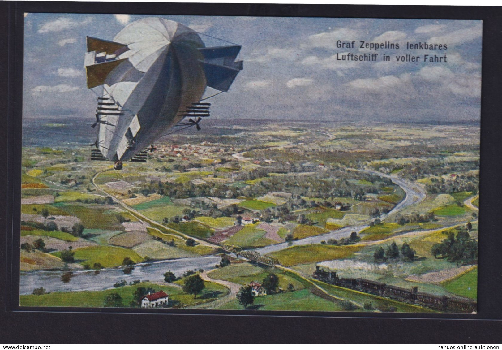 Ansichtskarte Zeppelin Luftschiff Künstlerkarte - Dirigibili